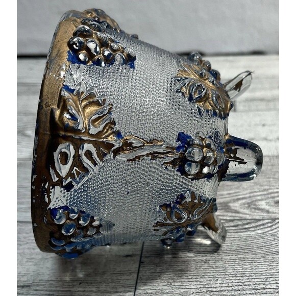 Vintage Jeanette Pink Glass, Footed Candy Bowl w Lid, Grape Design - Picture 5 of 13